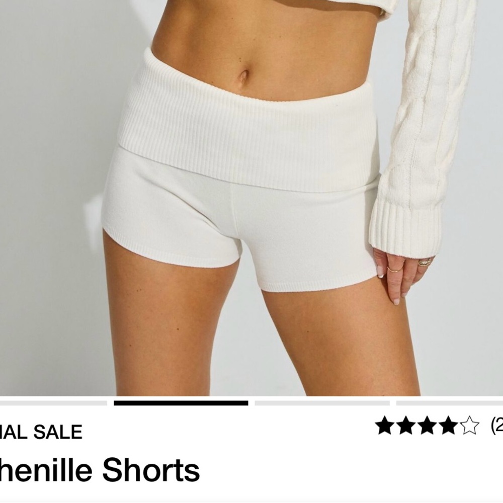 White Chenille Women's Shorts